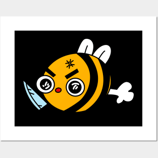 Angry bee, with knife! Posters and Art